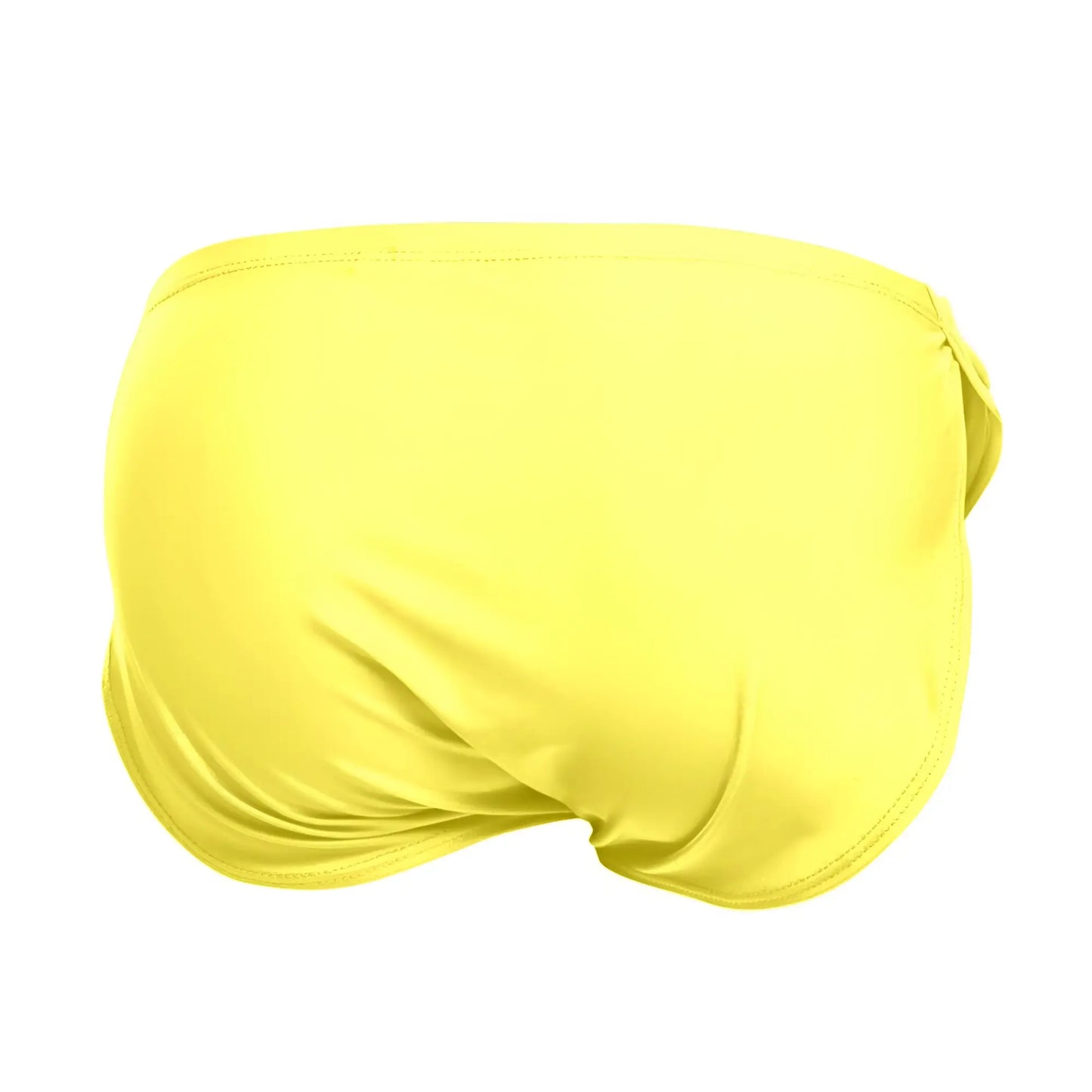 Bright yellow justin simon xsj09 running shorts made of smooth stretchy fabric with a seamless design