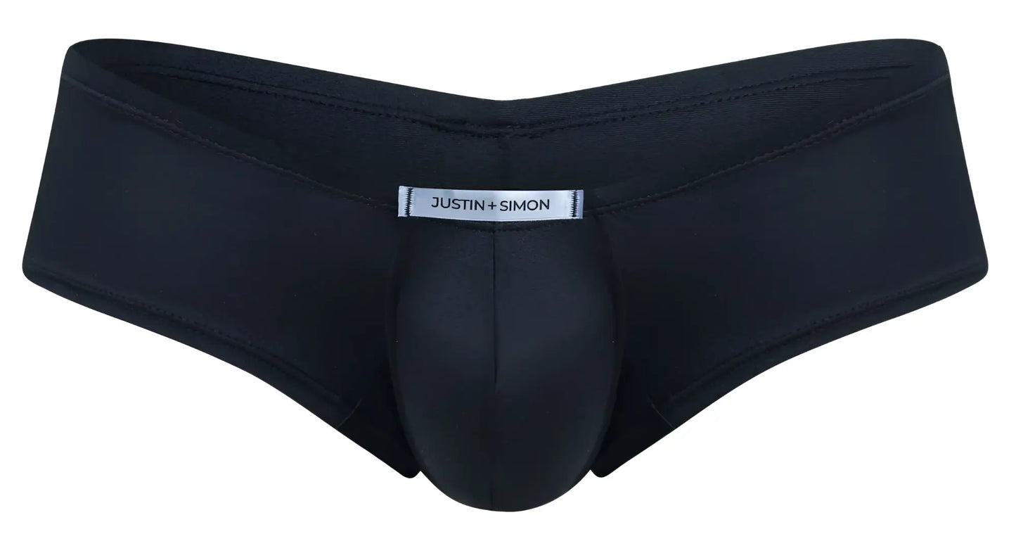 Black justin simon xsj13 cheeky bulge boxer briefs with smooth form fitting design and reinforced stitching