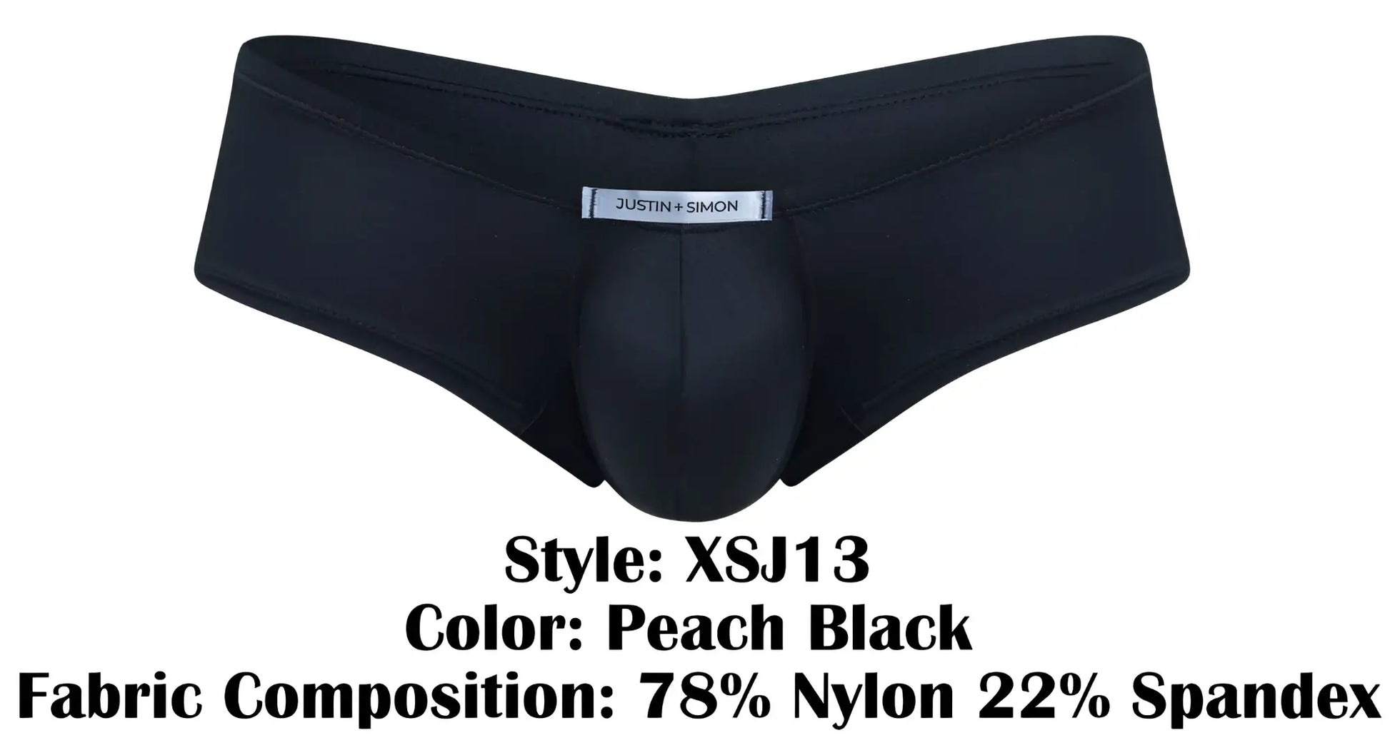 Black peach mens underwear by justin simon xsj13 cheeky bulge boxer with supportive contoured design in nylon and spandex