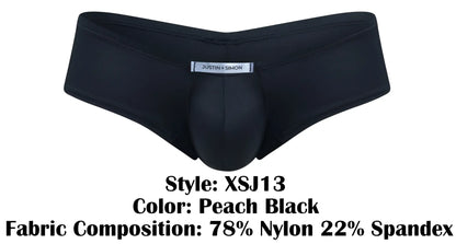 Black peach mens underwear by justin simon xsj13 cheeky bulge boxer with supportive contoured design in nylon and spandex