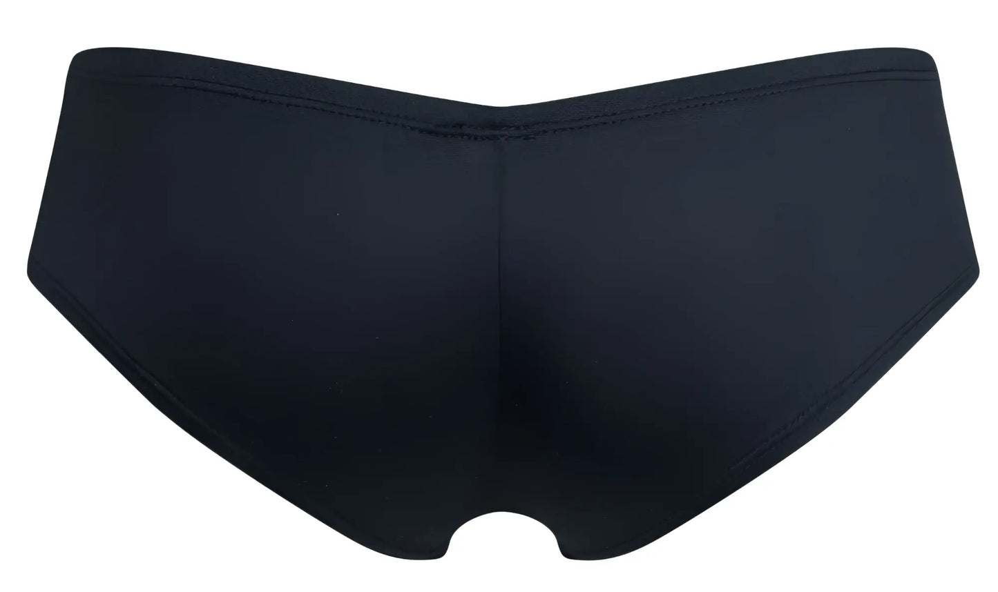 Black seamless briefs from JUSTIN+SIMON XSJ13 cheeky bulge boxer with smooth fabric finish and subtle waistband stitching