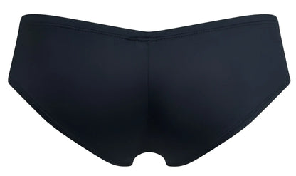 Black seamless briefs from JUSTIN+SIMON XSJ13 cheeky bulge boxer with smooth fabric finish and subtle waistband stitching