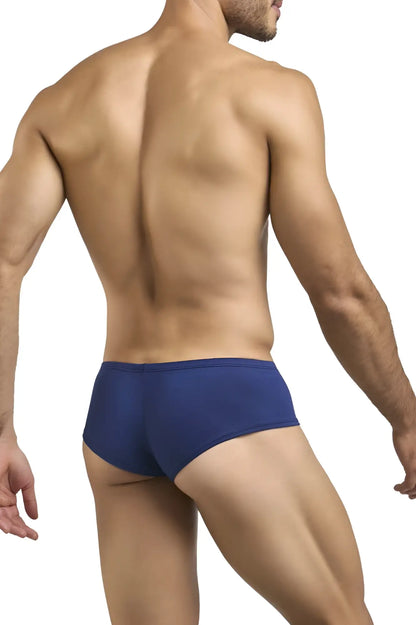 Navy blue cheeky bulge boxer briefs from JUSTIN+SIMON XSJ13 offering a peach contrast for stylish comfort