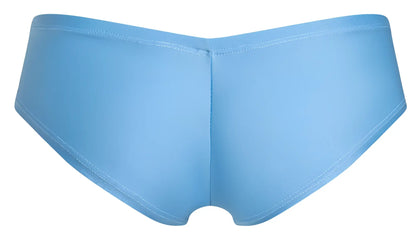 Light blue smooth textured Justin Simon XSJ22 cheek briefs with a simple seamless design for women
