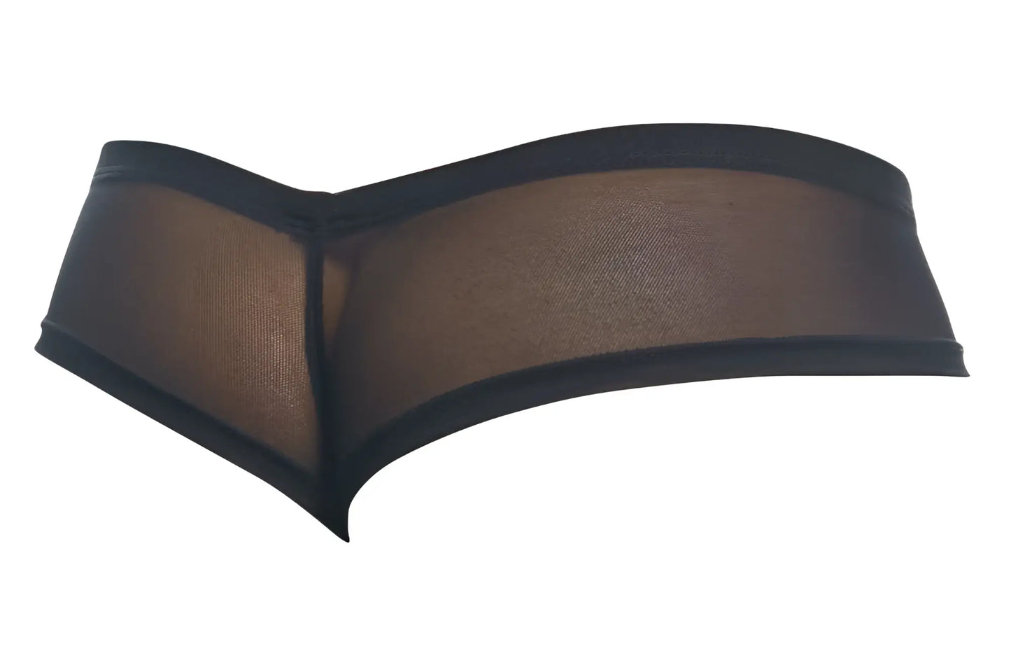 Black sheer mesh thong with solid black elastic waistband from justin simon xsj22 cheek briefs in color black mesh