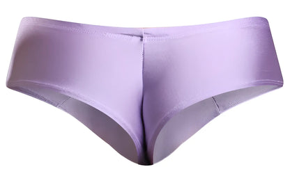 JustIn Simon XSJ22 lilac cheek briefs in sleek satin fabric with subtle seam detailing for a smooth fit