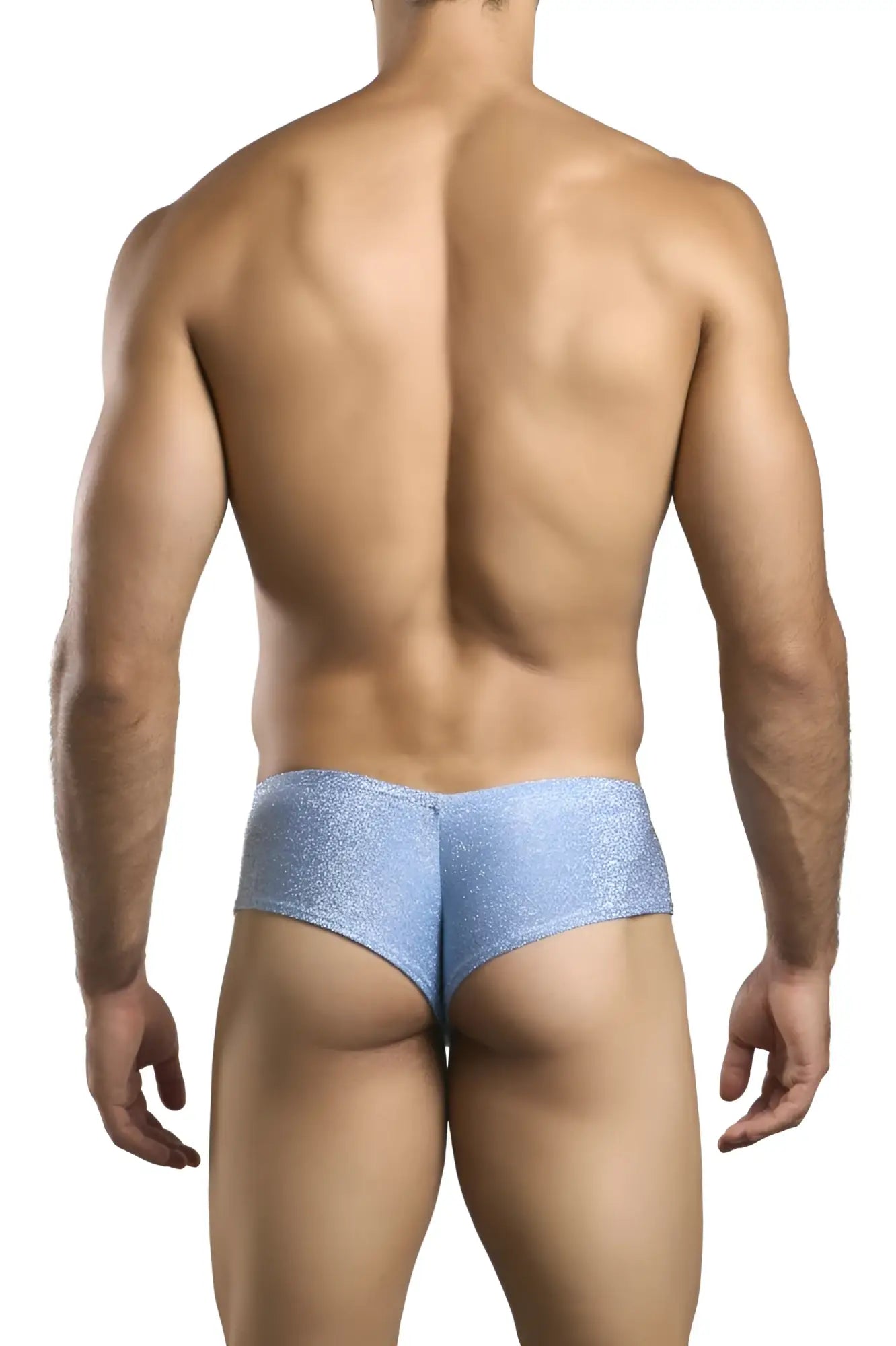 Light blue glittery lurex briefs by JUSTIN+SIMON XSJ22 cheek briefs with a shimmering finish