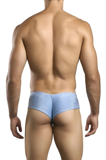 Light blue glittery lurex briefs by JUSTIN+SIMON XSJ22 cheek briefs with a shimmering finish