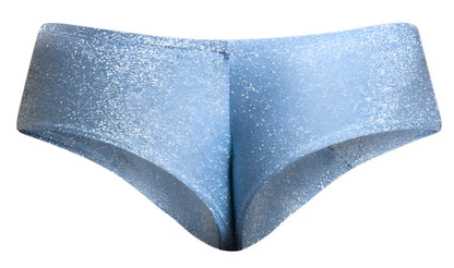 Justin simon xsj22 cheek briefs in shiny light blue glittery lurex fabric for a stylish and bold look