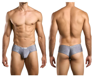 Justin simon xsj22 cheek briefs in lurex gray silver glittery fabric with subtle textured pattern