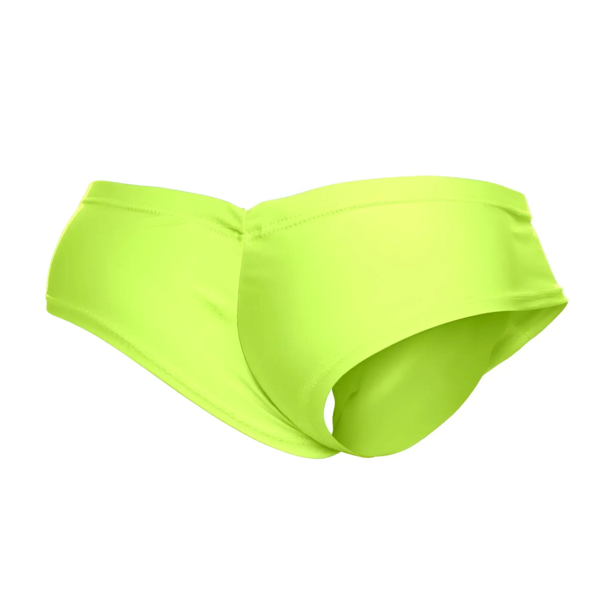 Bright neon green justin simon xsj22 cheek briefs with smooth stretchy fabric and a modern design