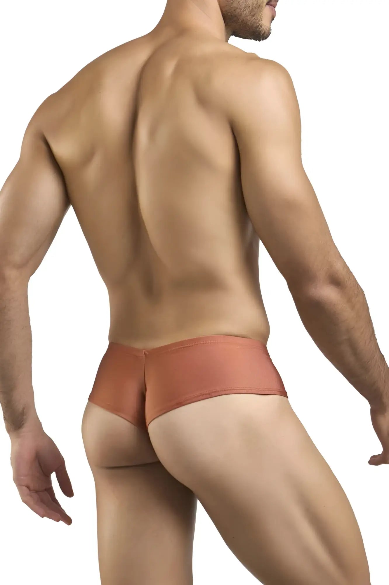 Justin simon xsj22 cheek briefs in ochre rust color with smooth form fitting design for comfortable wear