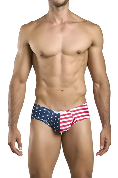 Justin simon xsj22 cheek briefs in american flag pattern red white and blue patriotic men’s underwear