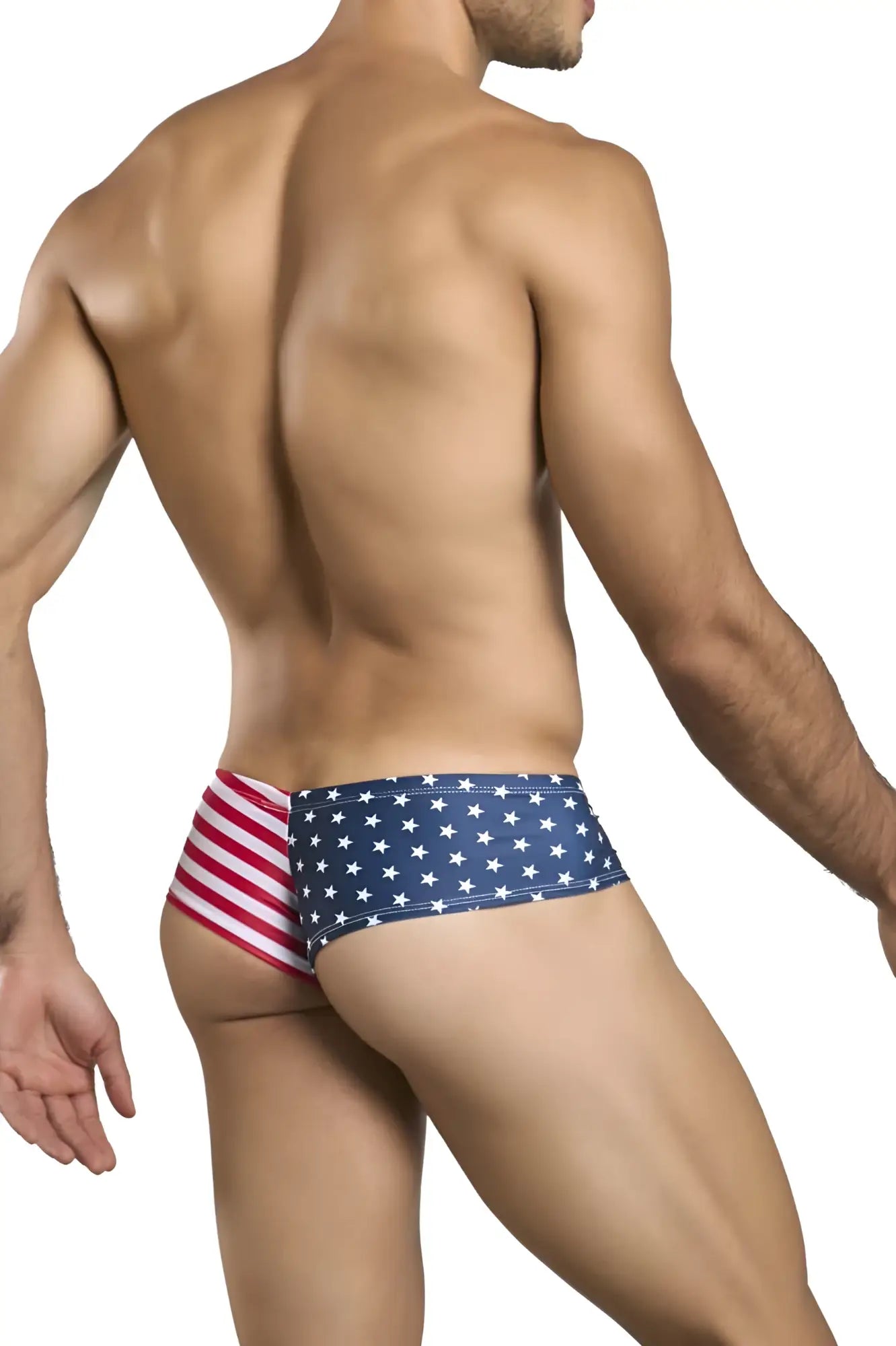 Justin simon xsj22 cheek briefs in american flag colors red white and blue featuring patriotic usa flag design