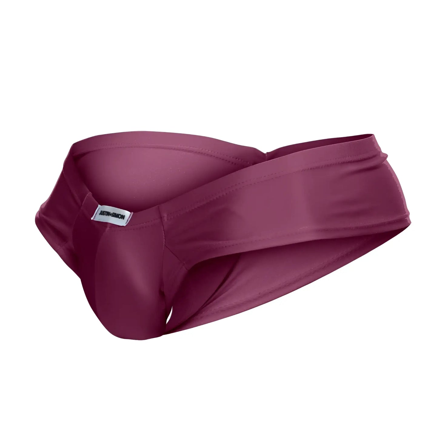 Justin simon xsj22 cheek briefs in wine color with smooth satin fabric and elastic waistband for men