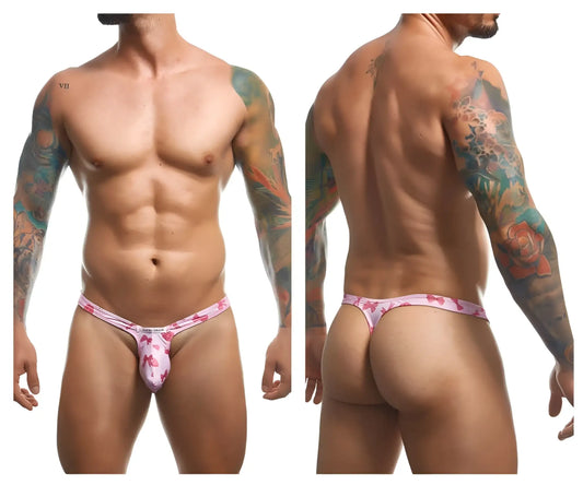 Pink patterned thong with a unicorn design from justin simon xsjbu02 bulge thongs color coquette collection
