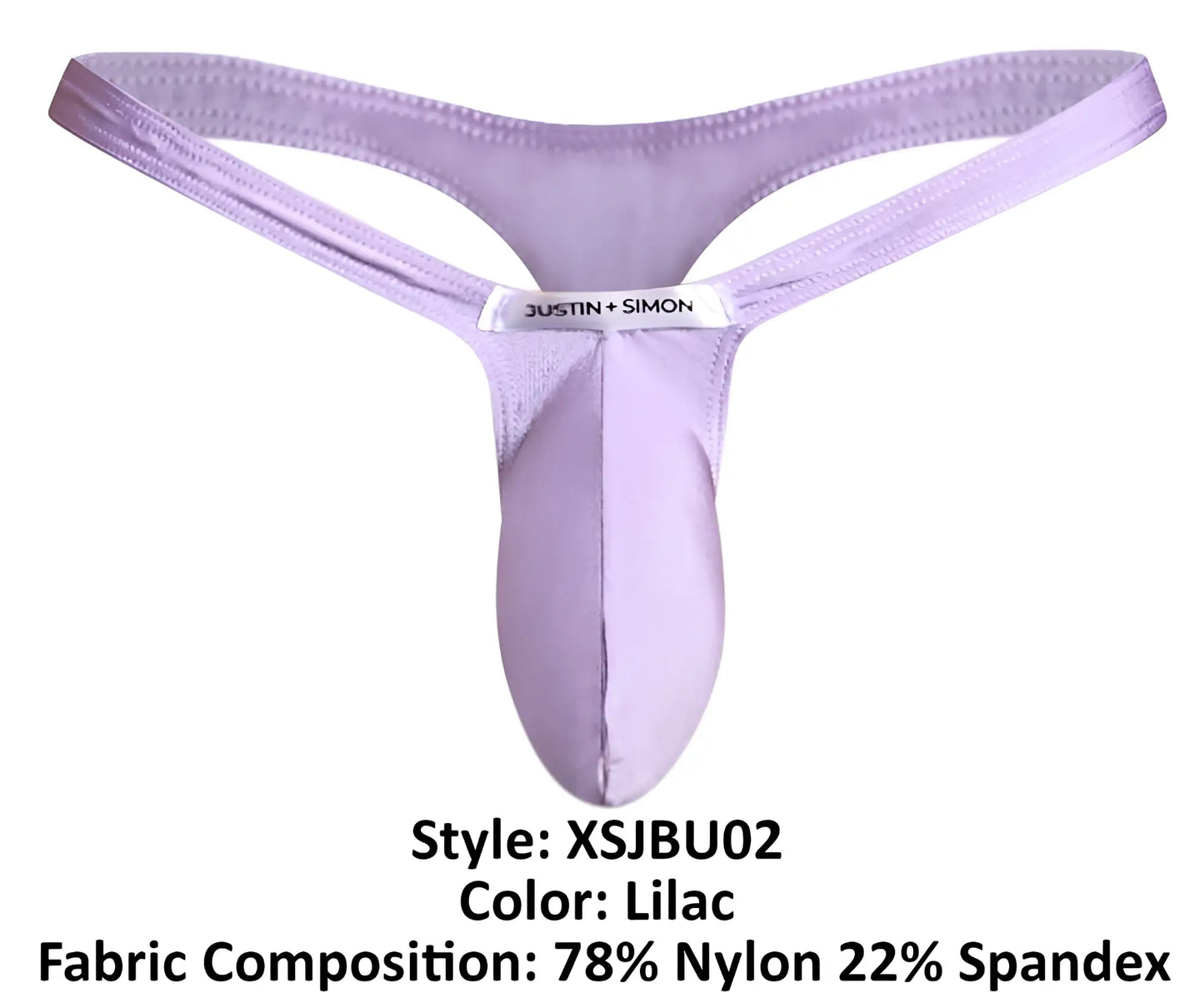 Lilac justin plus simon thong made of 78% nylon and 22% spandex for a comfortable fit