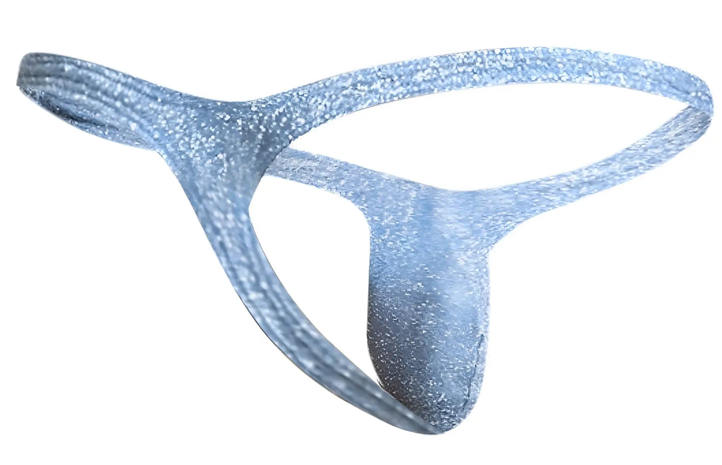 Shiny silver glittery thong with sleek form fitting design from JUSTIN+SIMON XSJBU02 bulge thongs in lurex blue