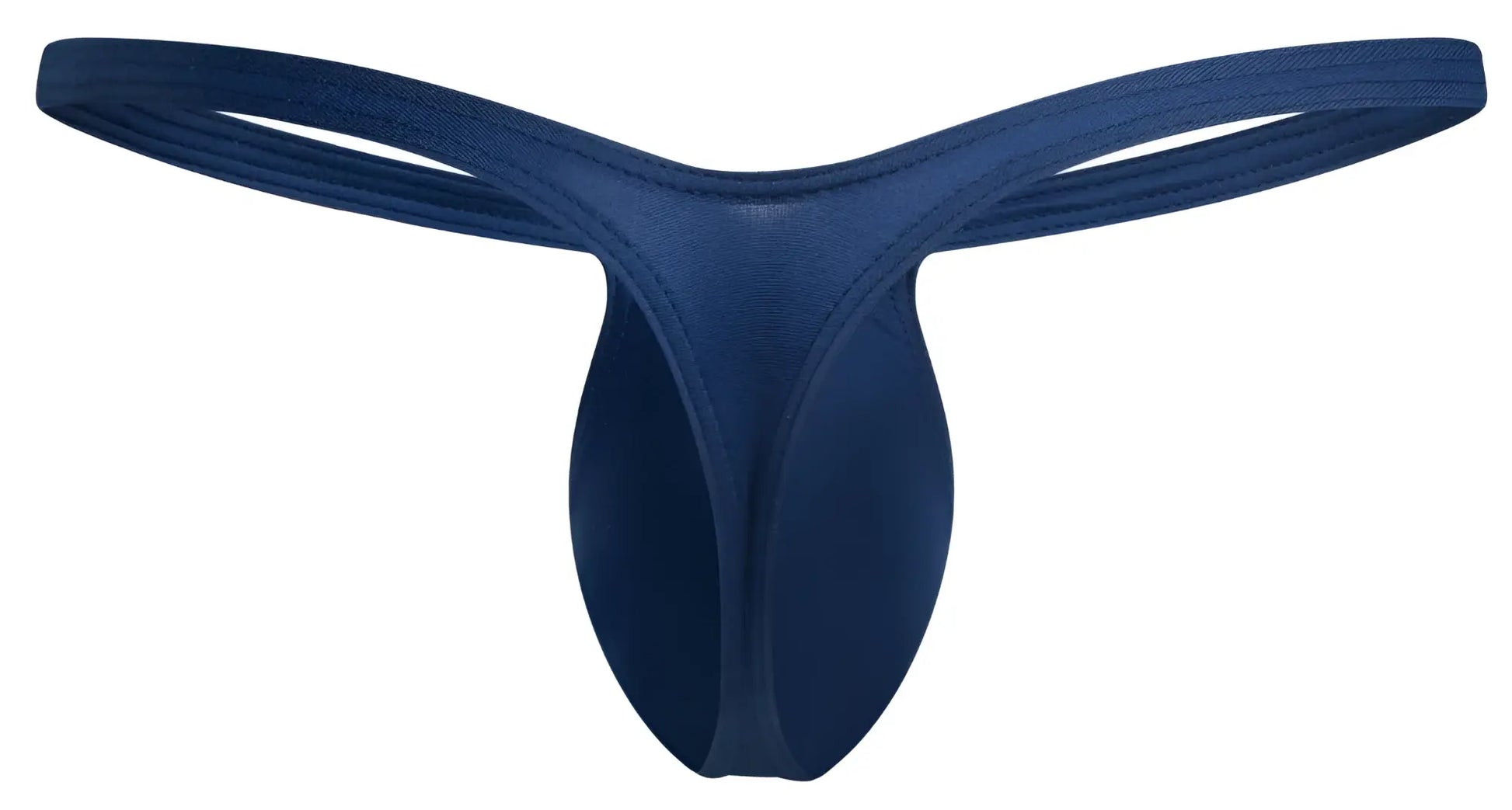 Deep navy blue justin simon bulge thong made of smooth stretchy fabric with a sleek minimalist design