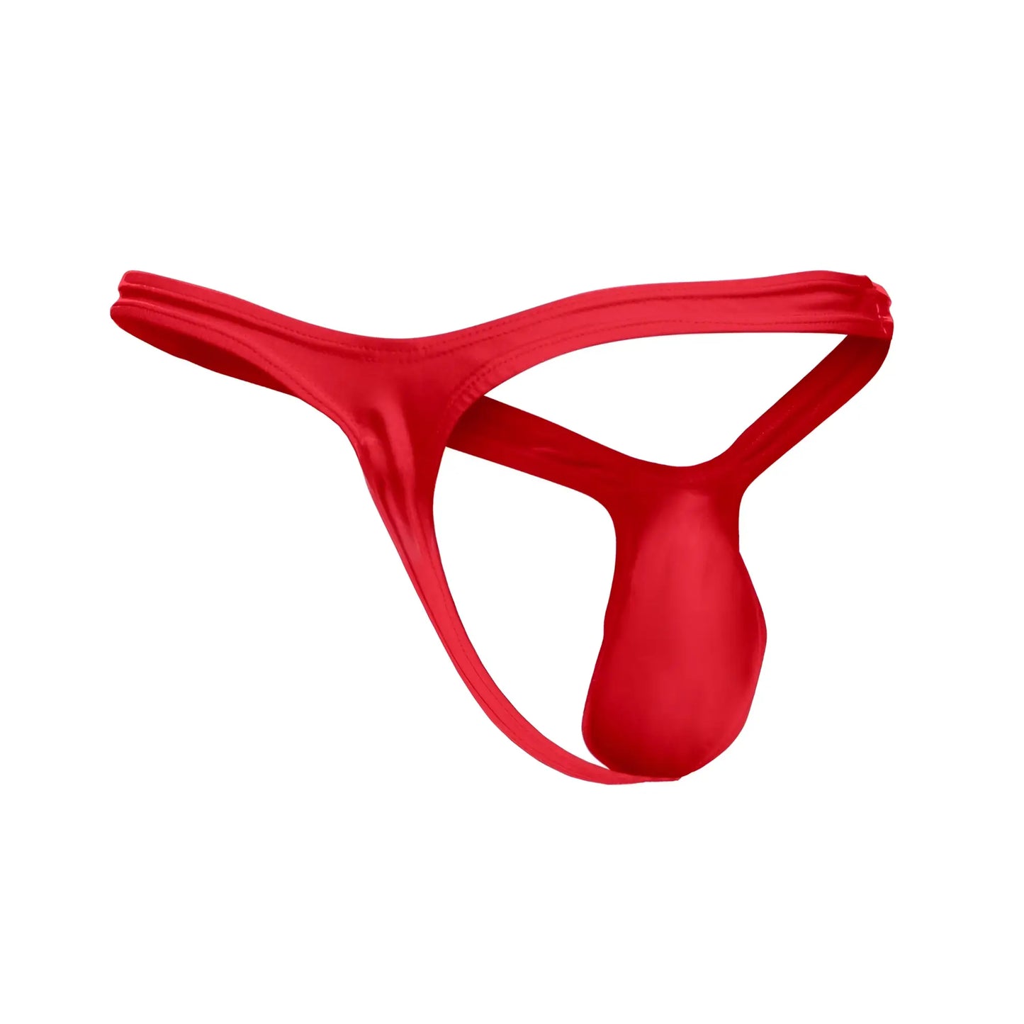 Justin Simon xsjbu02 red satin thong with smooth glossy finish and supportive design for comfortable wear