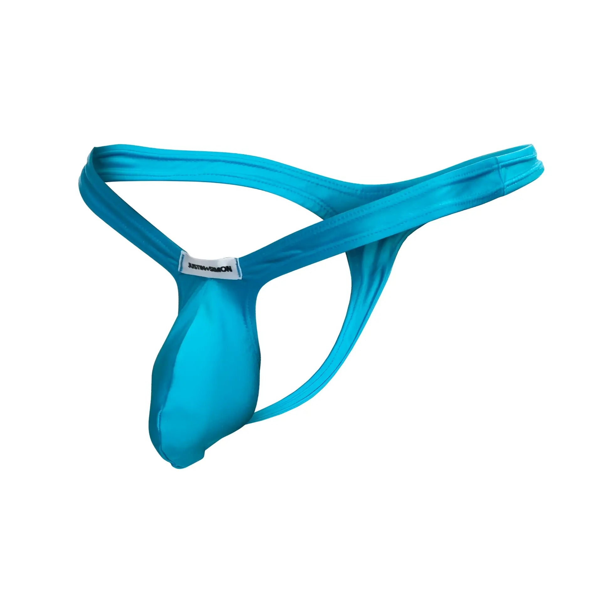 Bright turquoise justin simon xsjbu02 bulge thong made of smooth stretchy fabric with sleek minimalist design