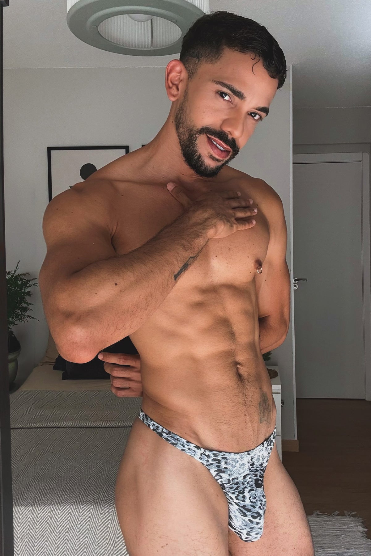 JJ Malibu Men's The Tease G-String - Grey Leopard