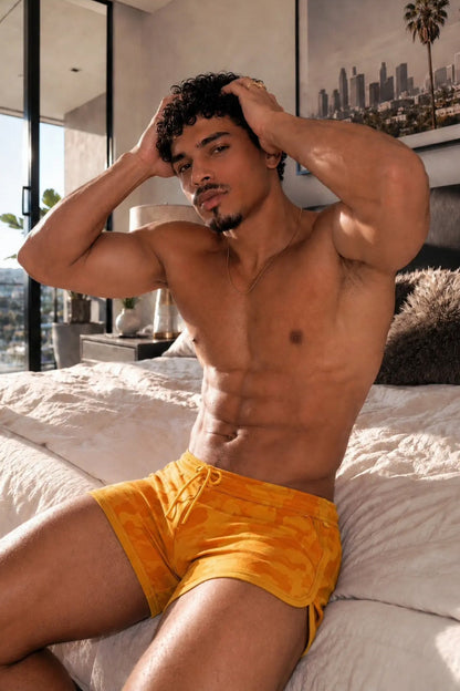 JJ Malibu Men's Varsity Boy Short Shorts - Tangerine Orange