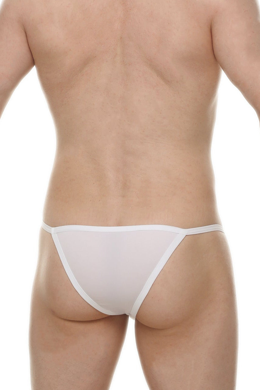 Kini skine white sheer white triangular briefs with thin waistband and leg openings for lightweight comfort