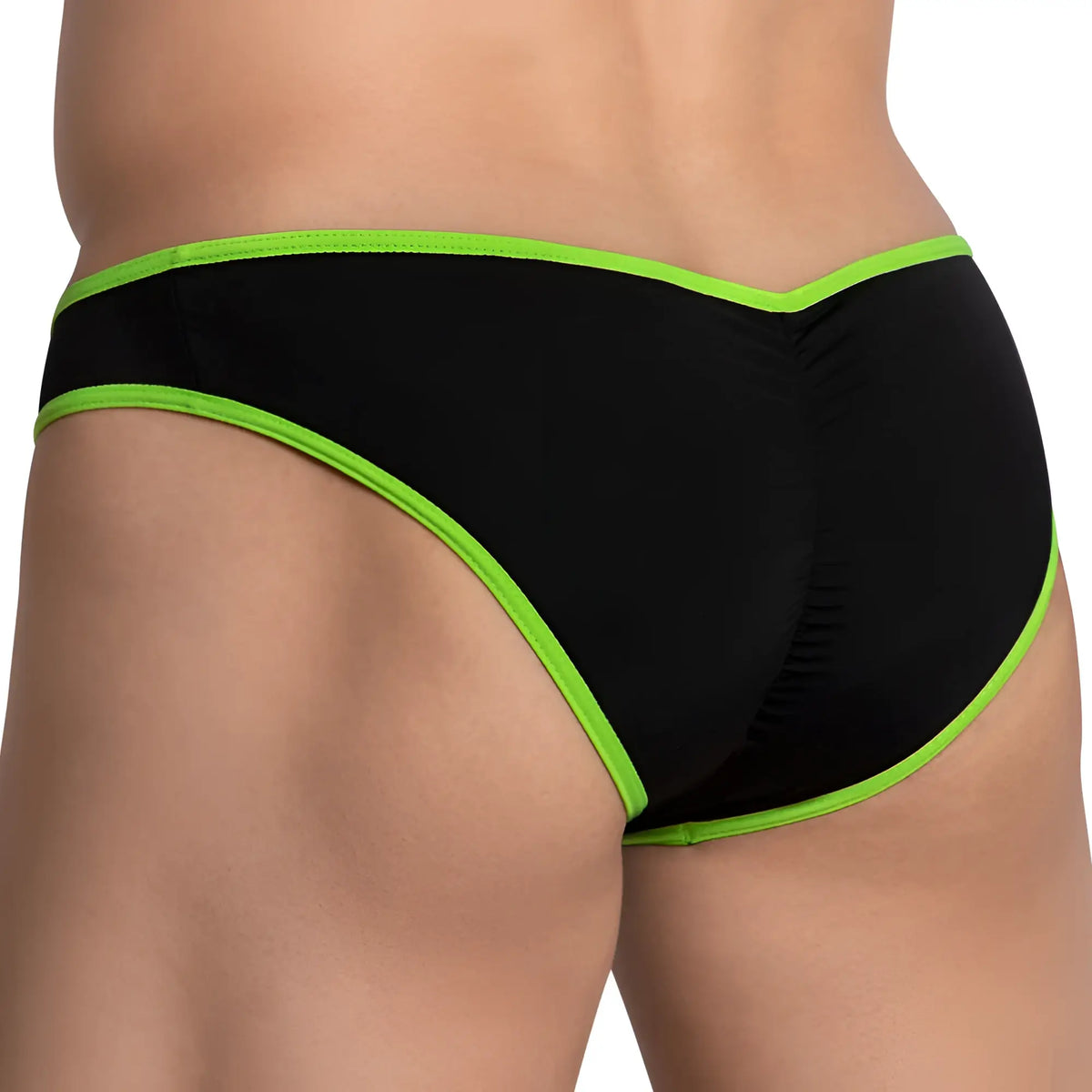 Kyle KLI040 bikini brief in black with vibrant neon green trim designed for comfortable everyday wear
