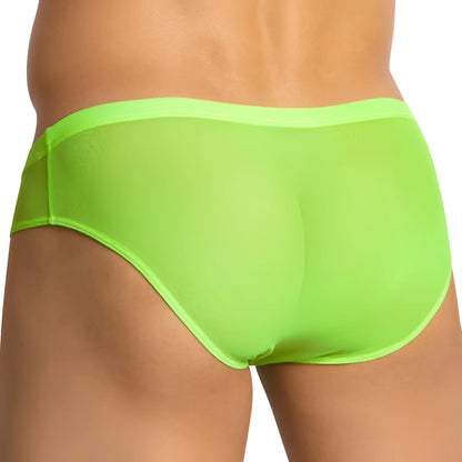 Kyle KLI045 bikini brief in bright neon green mesh with smooth seamless design for comfortable wear