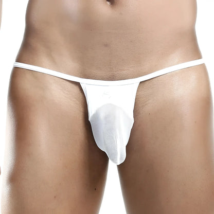 White mesh thong g-string kyle kll002 with thin waistband and subtle logo detail front view