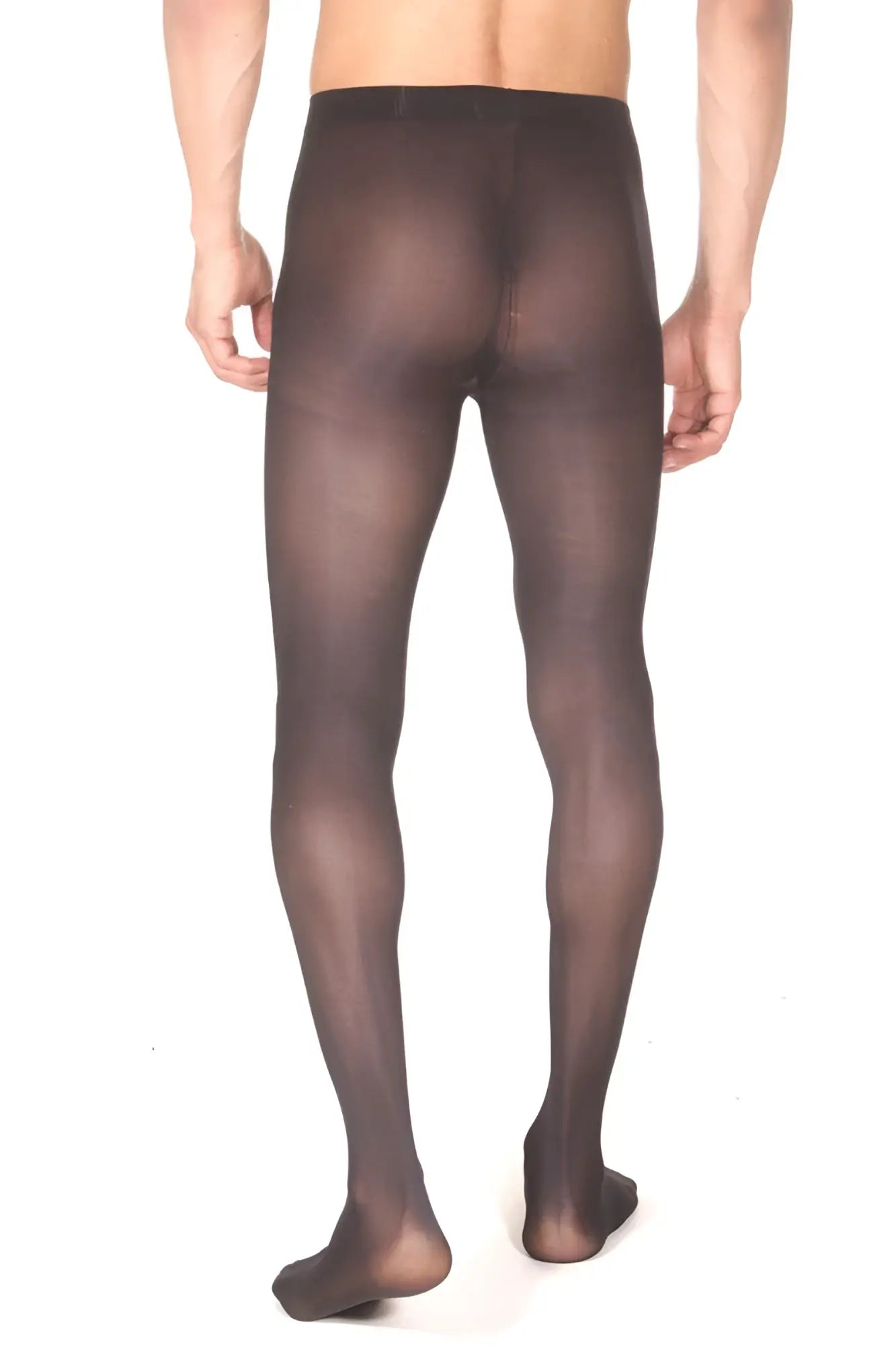 A man wearing black sheer LaBlinque stocking sheer pantyhose LB-15144 size L showing front view