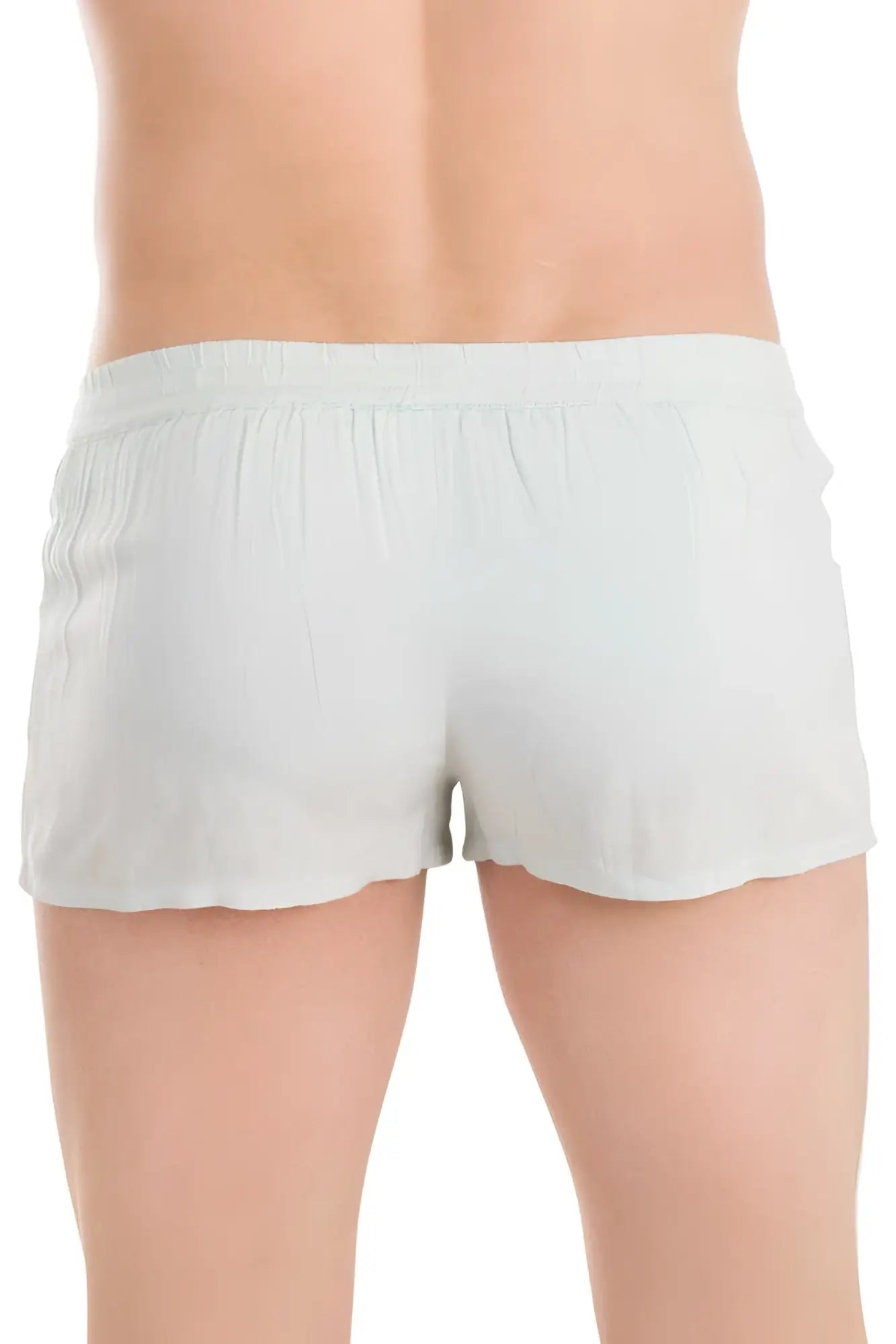 Light blue lightweight lhomme invisible sensations lounge shorts with soft elastic waistband and flared hem size m