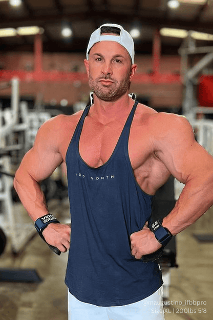 Jed North Men's Classic Bodybuilding Racerback Stringer - Navy