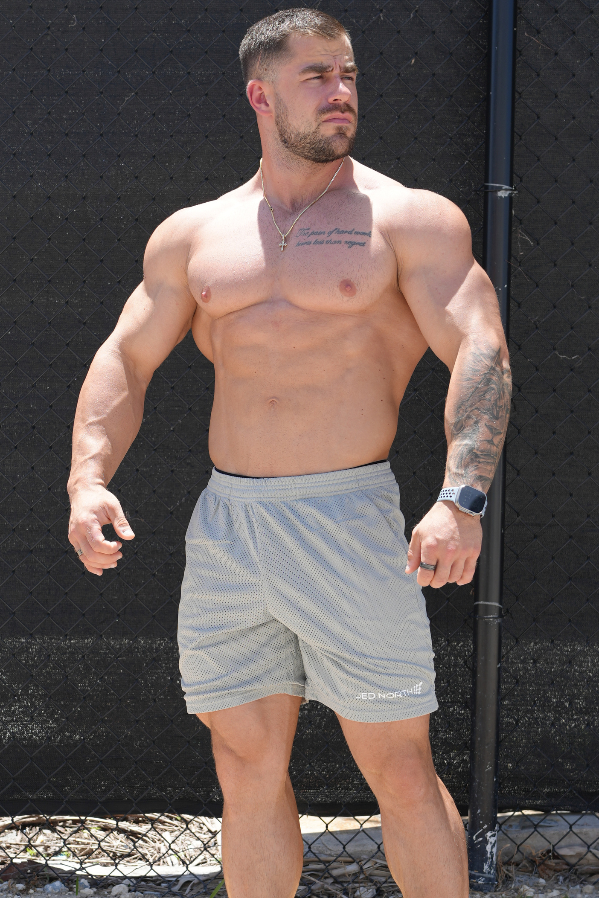 Jed North Men's Jersey Mesh 7.5" Gym Shorts - Polar Silver