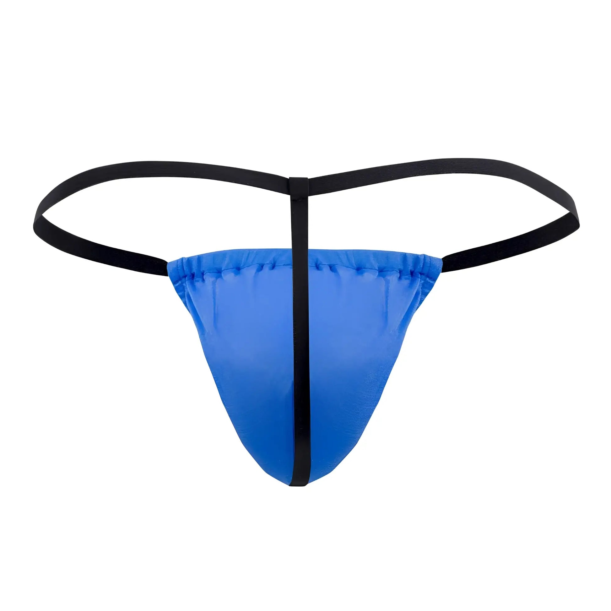 Blue and black magic silk 2706 silk g-string with smooth satin body and elastic straps in cobalt color