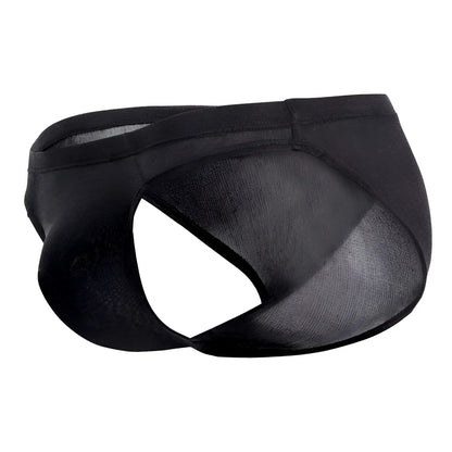 Black magic silk 6606 briefs featuring a contoured design with mesh and solid silk fabric