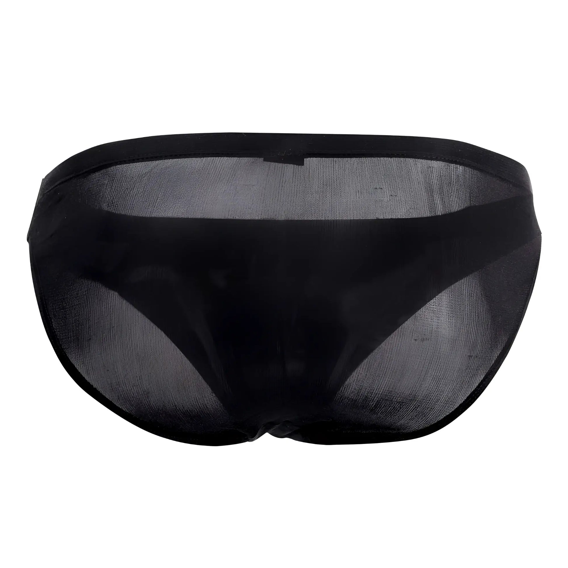Magic silk 6606 black sheer mesh briefs with solid black waistband front view made of silk and mesh materials