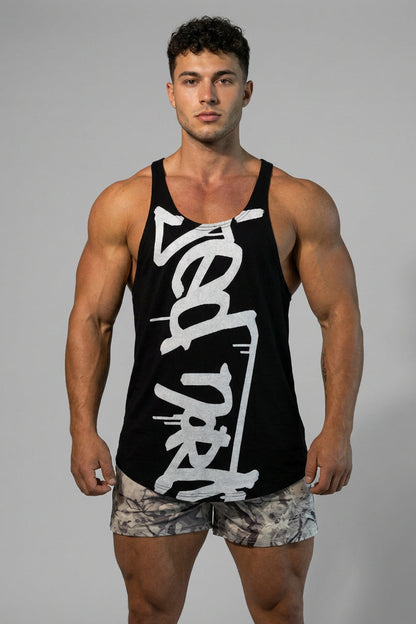Jed North Men's Classic Bodybuilding Racerback Stringer - B&W Graffiti