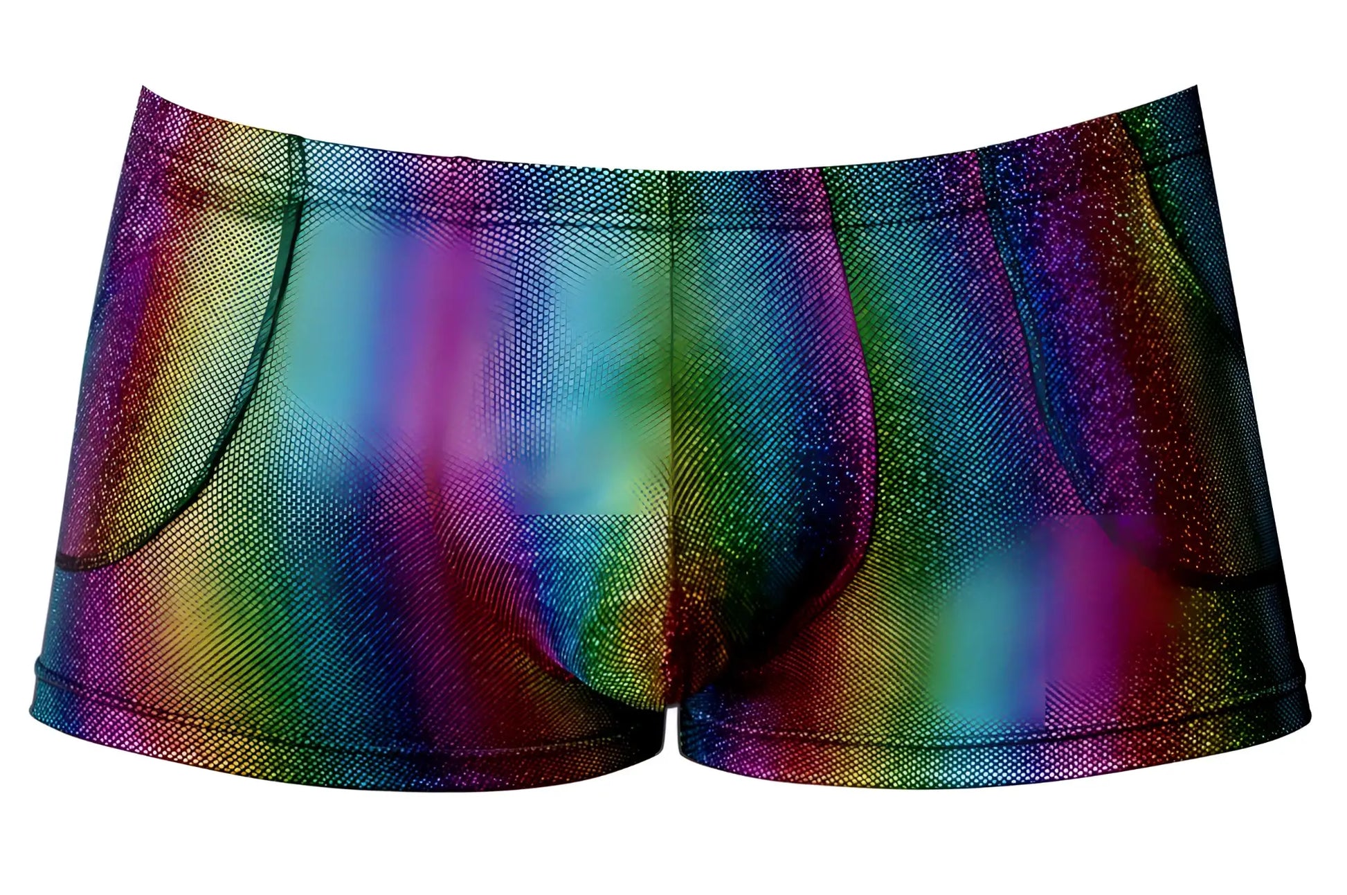 Male power 132-297 pack n play rainbow men’s briefs with glitter pattern mesh texture and side pockets