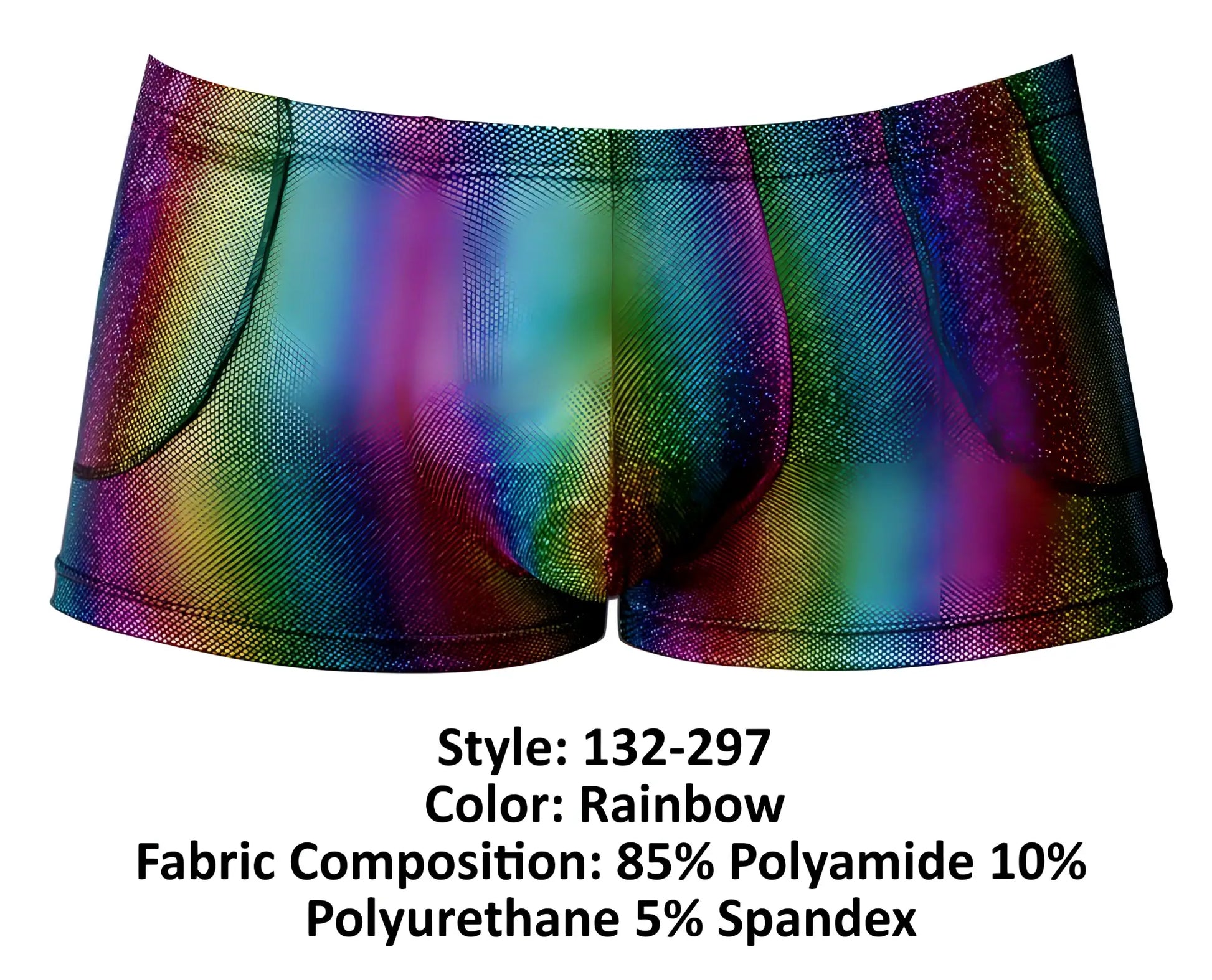 Male power 132-297 pack n play rainbow men’s briefs with rainbow glitter pattern mesh texture and elastic waistband