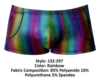 Male power 132-297 pack n play rainbow men’s briefs with rainbow glitter pattern mesh texture and elastic waistband