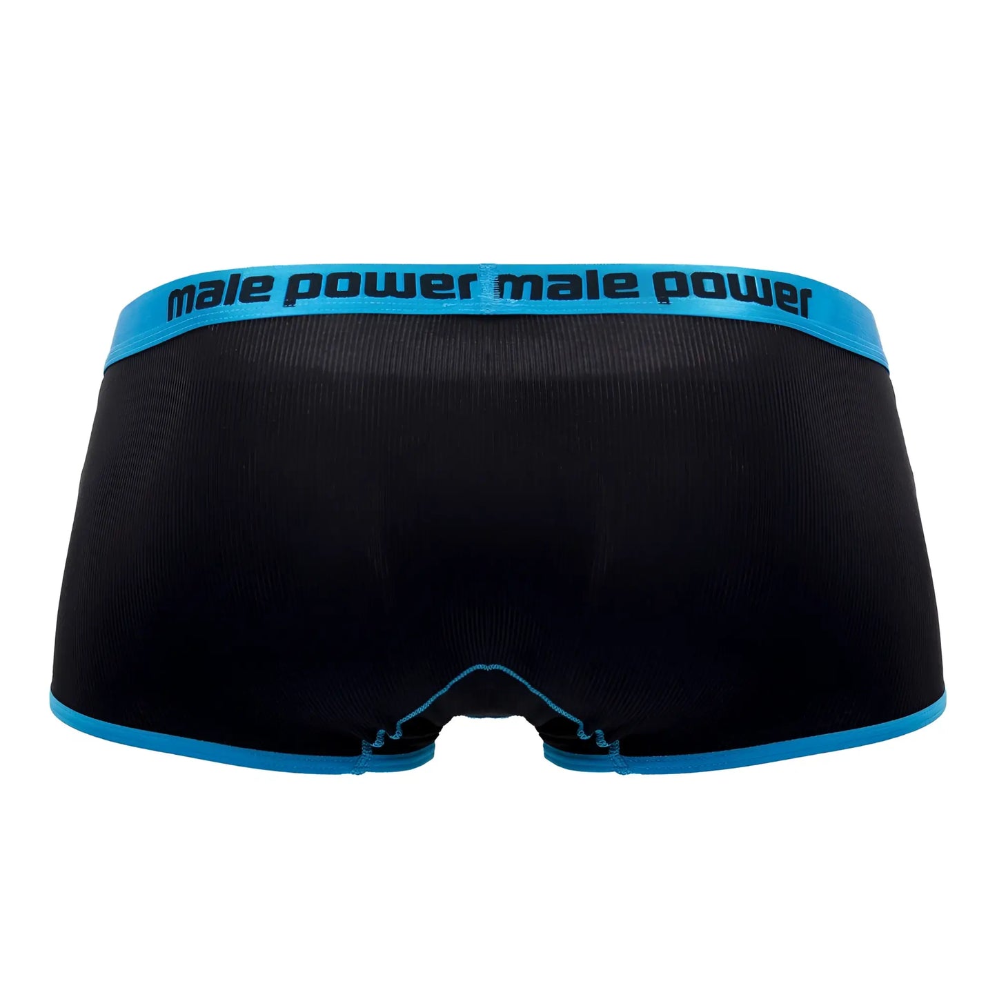 Black male power 143-270 casanova uplift mini short briefs with blue waistband and trim for comfortable support