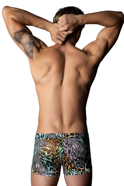 Men’s boxer briefs male power 143-295 go wild uplift mini short with vibrant multi-animal leopard and zebra print