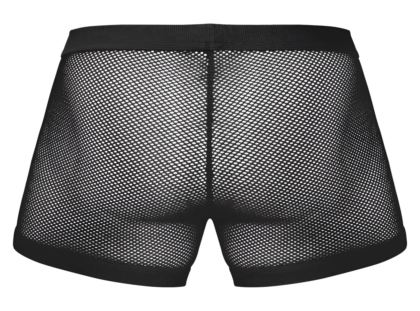 Male power 152-11c black fishnet briefs with solid elastic waistband and leg openings for a secure fit