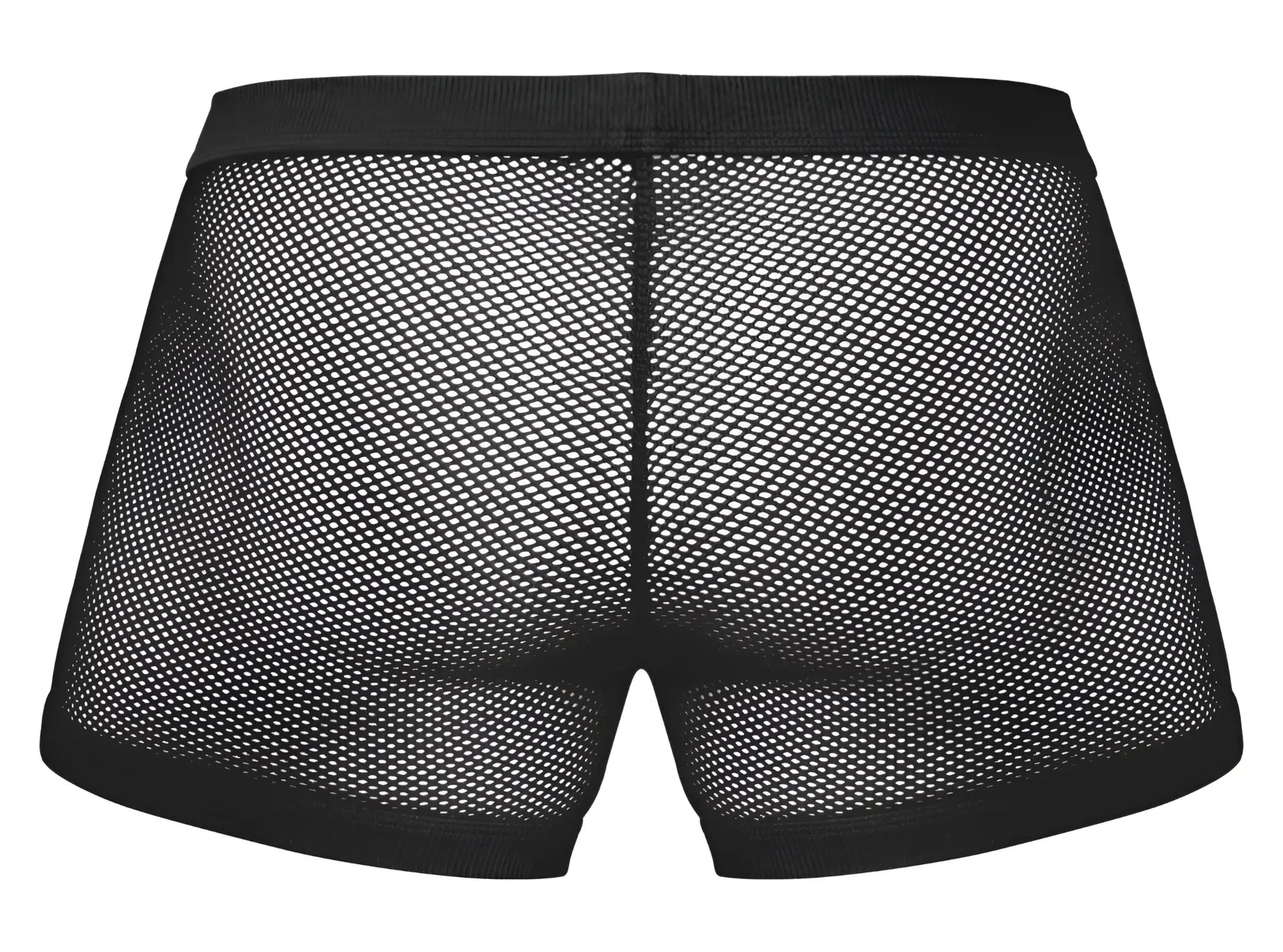 Male power 152-11c black fishnet briefs with solid elastic waistband and leg openings for a secure fit