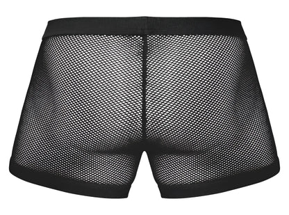 Male power 152-11c black fishnet briefs with solid elastic waistband and leg openings for a secure fit