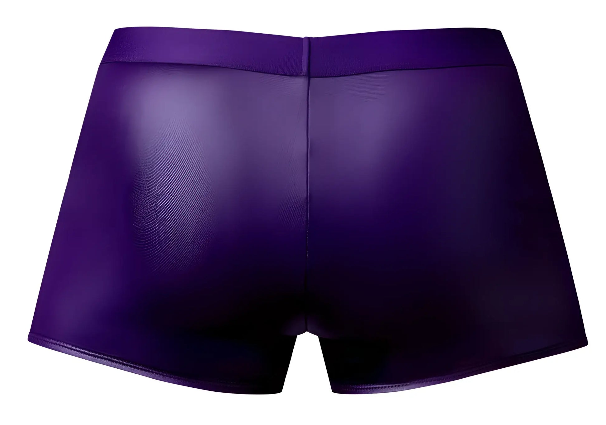 Male power 152-302 eggplant crossover short in purple shiny faux leather briefs for men