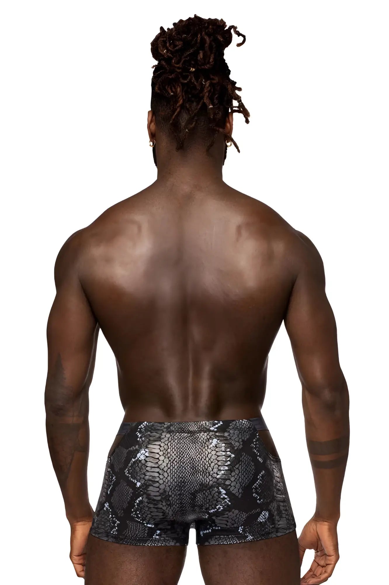 Male power 153-282 s-naked pouch short black-blue men’s briefs with black and silver snakeskin pattern