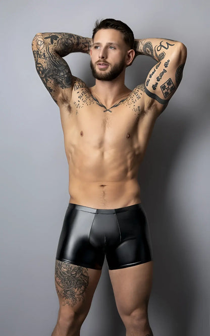 Male power 153-301 liquid onyx 2.0 black glossy latex briefs with smooth form-fitting pouch design